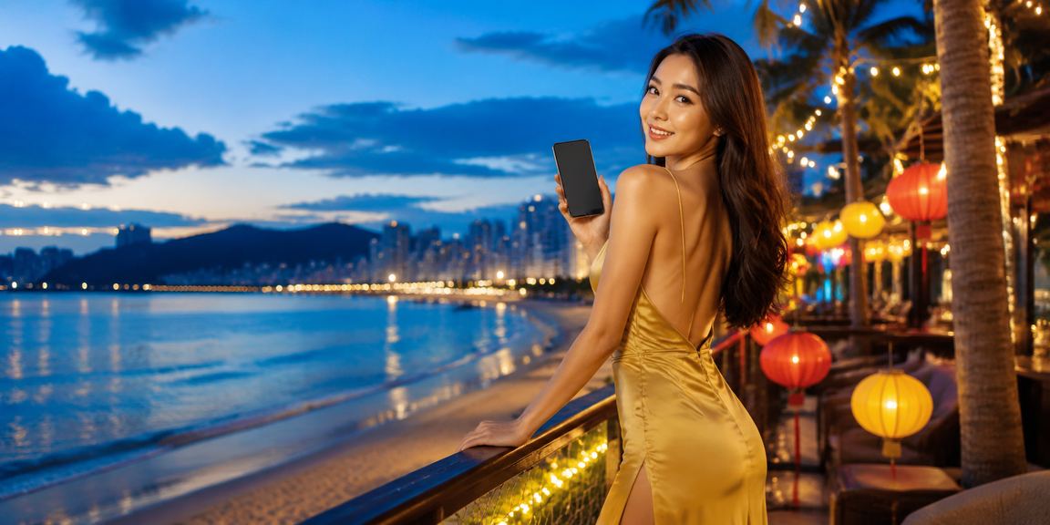 Người dùng tại Đà Nẵng truy cập casino di động trên bãi biển và kiểm tra chính sách bảo mật